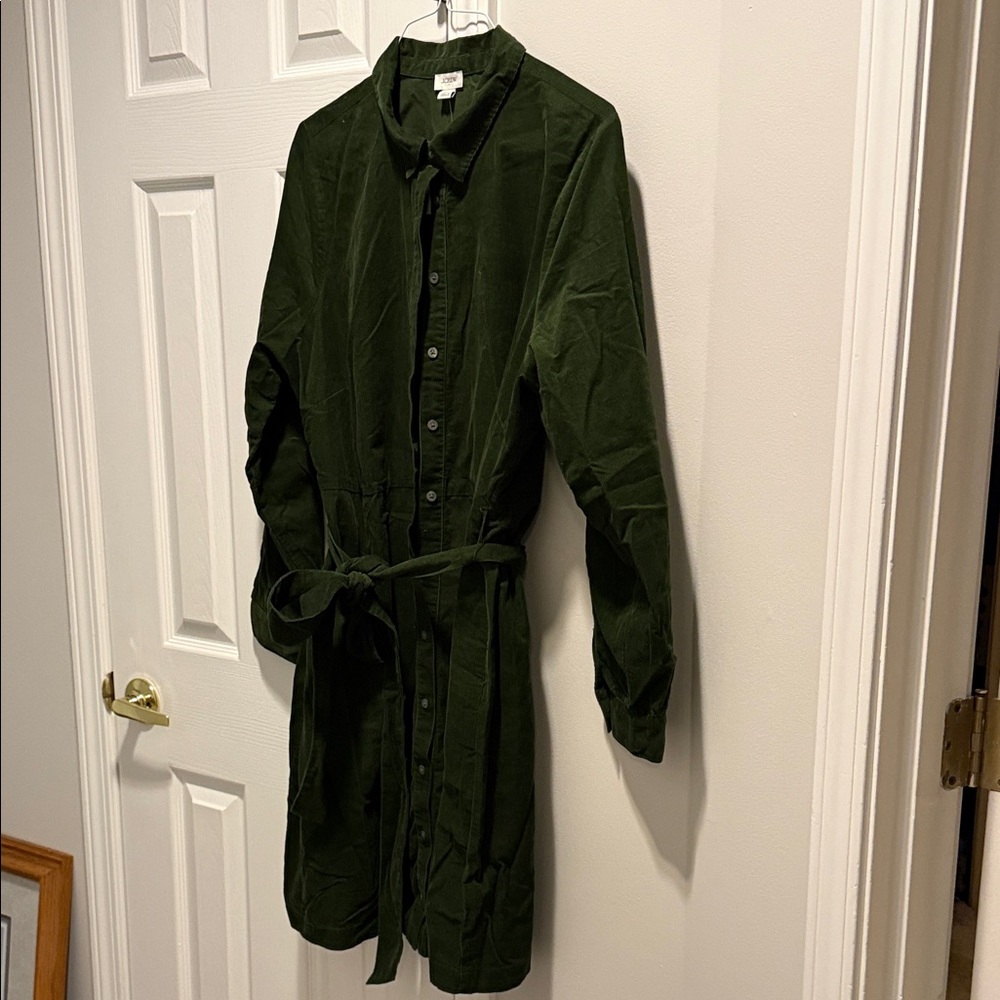 J. Crew Olive Corduroy Shirt Dress